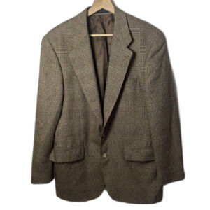 Chaps Ralph Lauren Blazer Silk Wool Blend Men's 40R Suit Jacket Windowpane Plaid